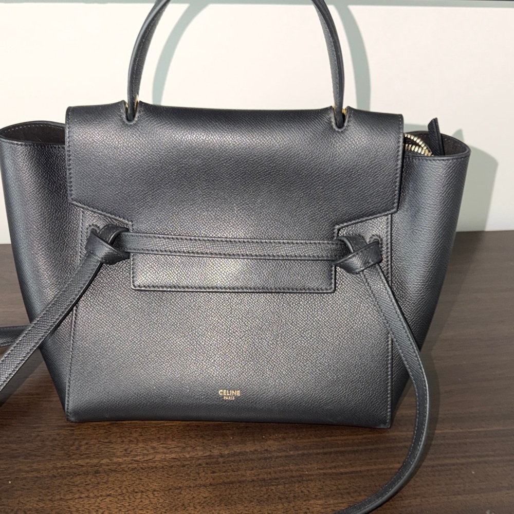 Celine Dark Gray Leather Satchel